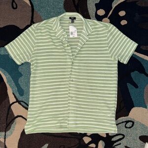 Forever 21 Sheer Knit Button-Up Top Mint White Oversized